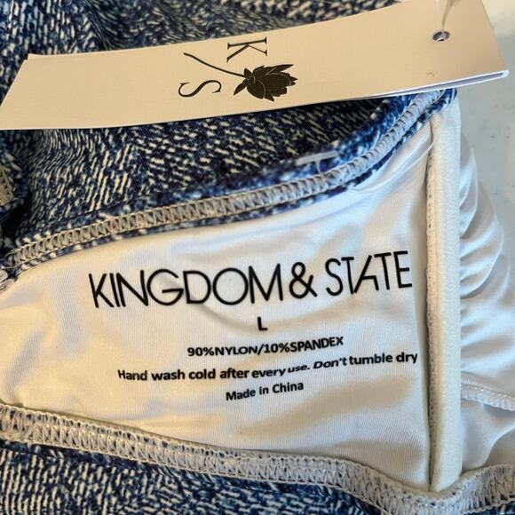 Bikini Ruffle Shoulder Top in Denim Pattern Size Large - Picture 5 of 5